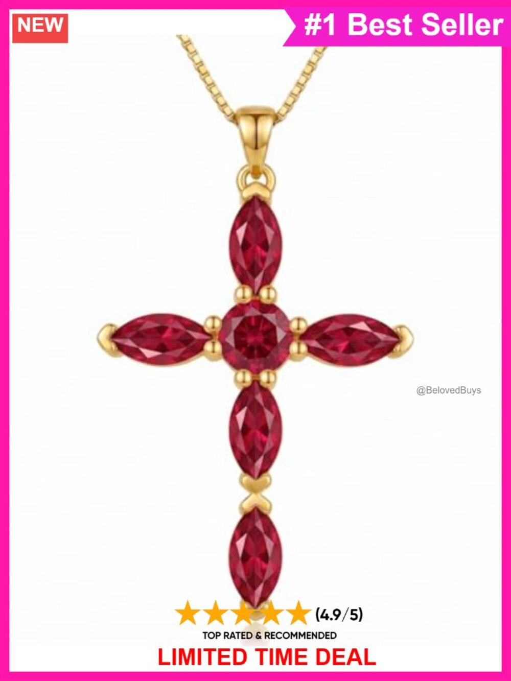 14K White Gold Plated Marquise Cubic Zirconia Cross Pendant Necklace
